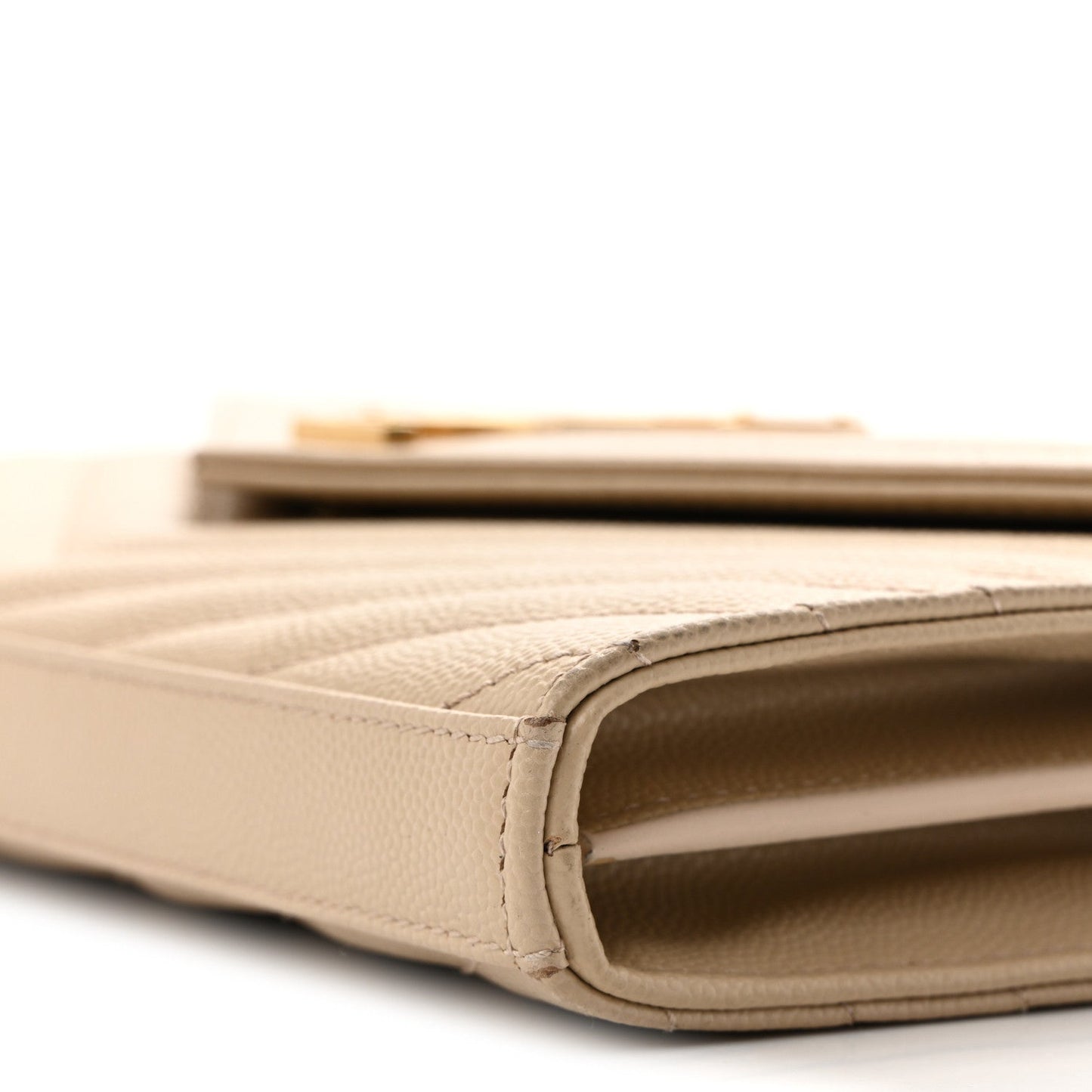 Grain De Poudre Matelasse Chevron Monogram Chain Wallet Dark Beige