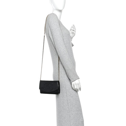 Lambskin Timeless CC Wallet On Chain WOC Black