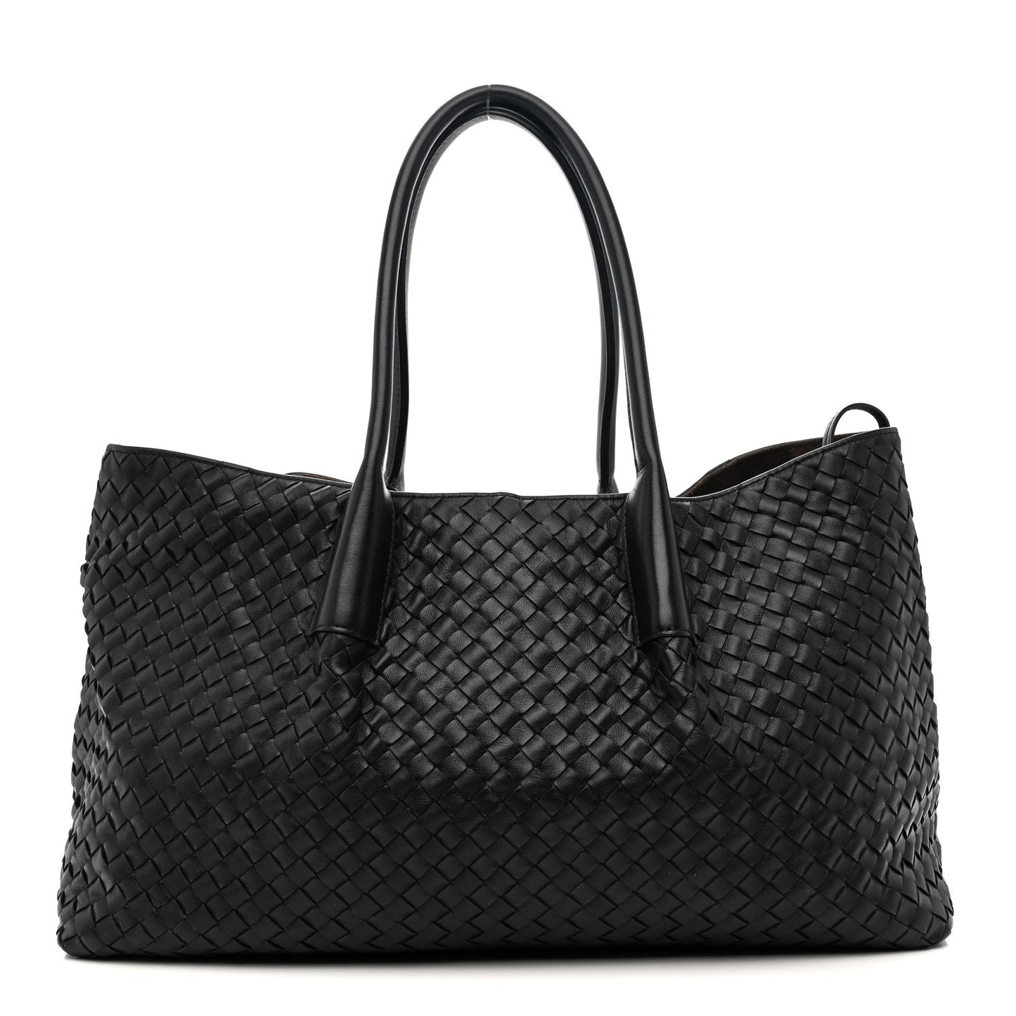 Calfskin Intrecciato Pinacoteca Reversible Tote Black Fondant