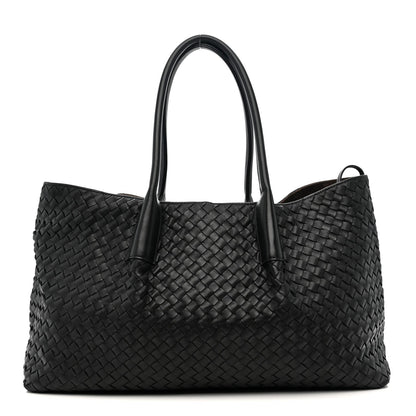 Calfskin Intrecciato Pinacoteca Reversible Tote Black Fondant