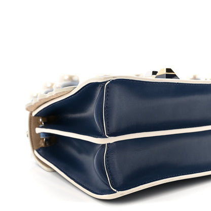 Vitello Liberty Pearl Scalloped Small Kan I Shoulder Bag Nebula Blu Scuro