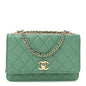 Lambskin Quilted Trendy CC Wallet On Chain WOC Green