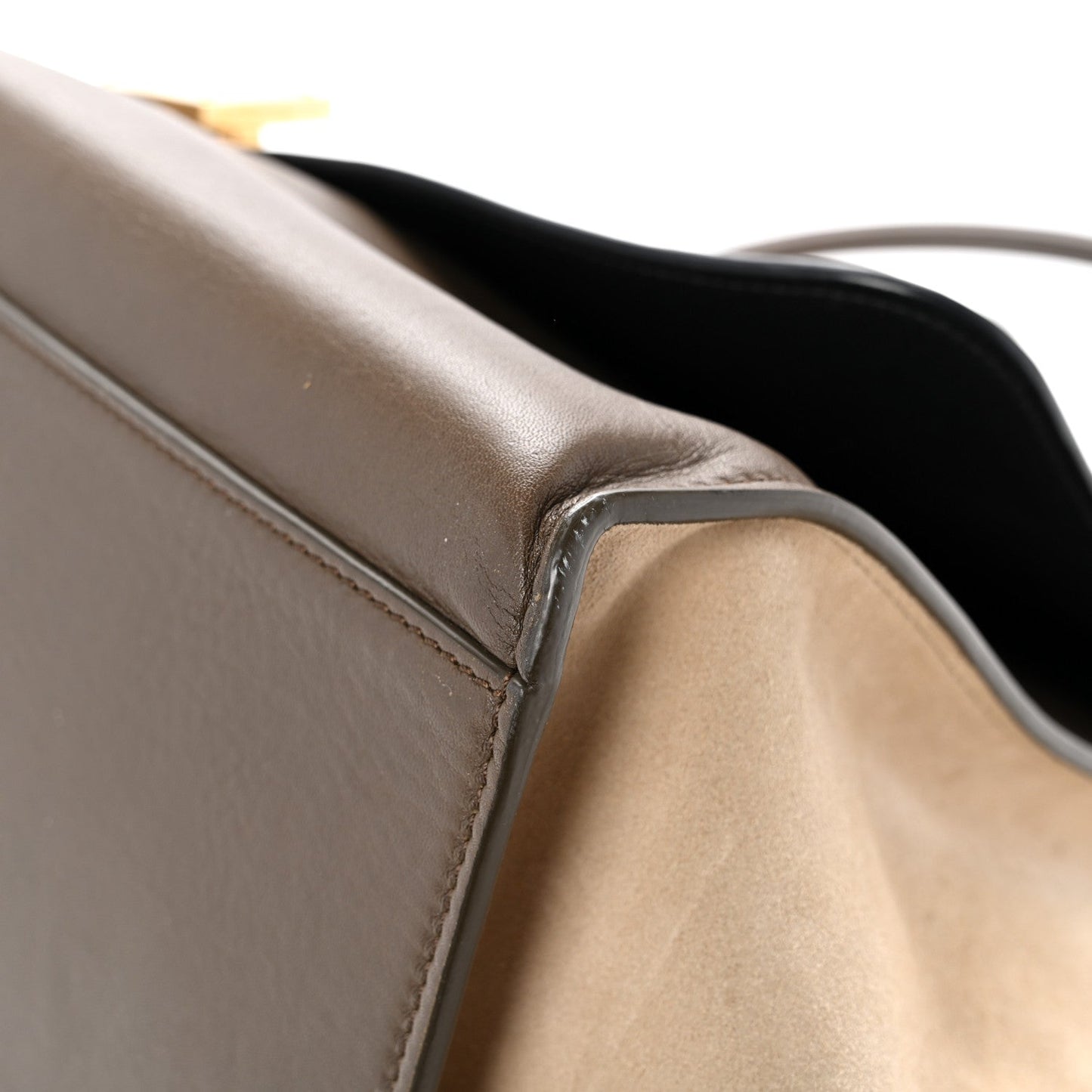 Calfskin Suede Tri-color Large Trapeze Olive