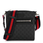 GG Supreme Monogram Web Small Flat Messenger Bag Black Grey