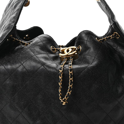 Caviar Quilted Medium Chanel 25 Handbag Black