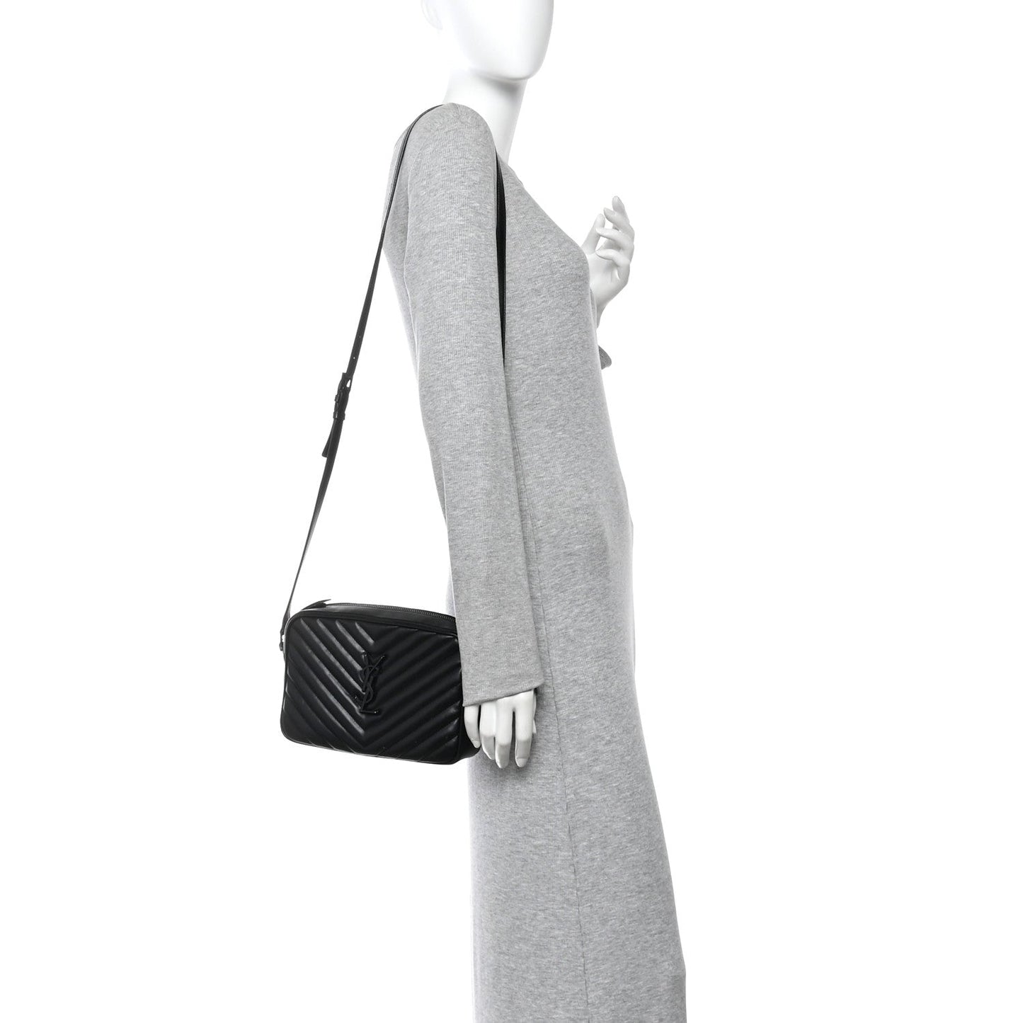 Calfskin Matelasse Monogram Monochrome Lou Camera Bag Black