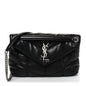 Lambskin Quilted Small Loulou Puffer Monogram Chain Satchel Black