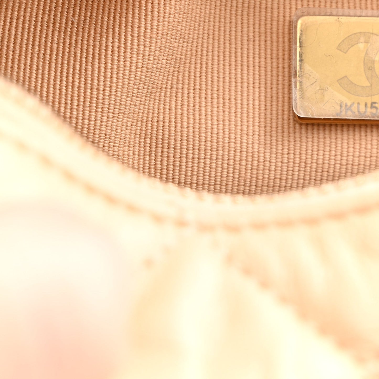 Shiny Crumpled Lambskin Quilted Small Preppy Pocket Camera Case Beige