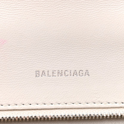 Calfskin Crocodile Embossed Small Hourglass Top Handle Bag White