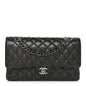 Metallic Caviar Quilted Medium Double Flap Dark Charcoal