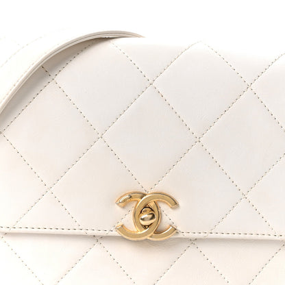 Calfskin Quilted Small Framing Chain Flap Bag White