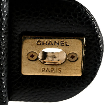 Grained Lambskin Quilted Mini Flap Black