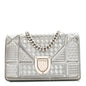 Metallic Patent Micro-Cannage Baby Diorama Flap Bag Silver