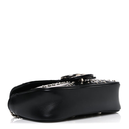 Calfskin Matelasse Studded Super Mini GG Marmont Shoulder Bag Black