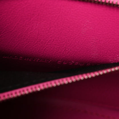 Shiny Box Calfskin Small Hourglass Top Handle Bag Acid Fuchsia