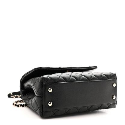 Caviar Quilted Mini Coco Handle Flap Black