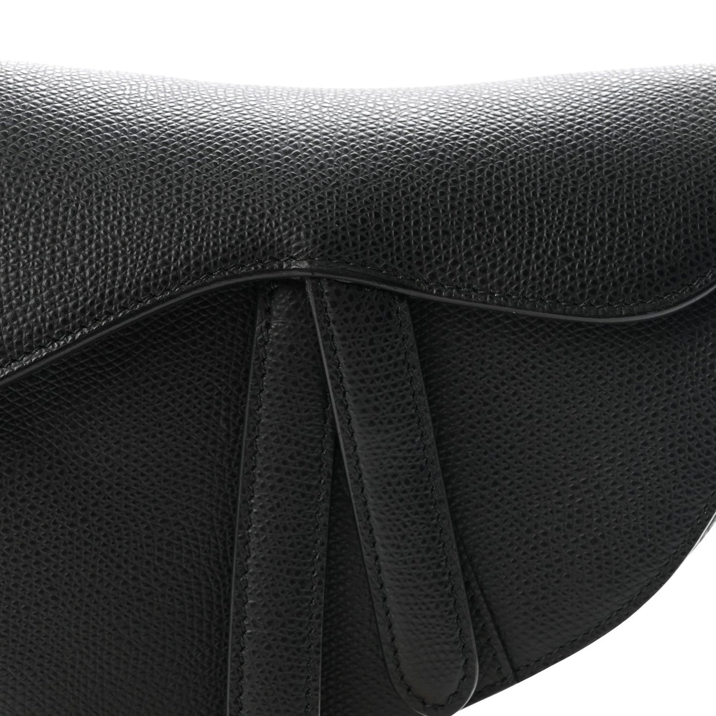 Grained Calfskin Mini Saddle Bag Black