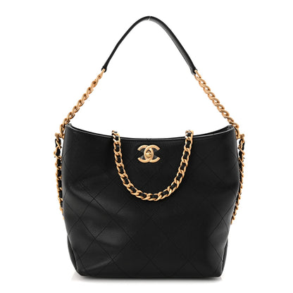 Caviar Quilted Hobo Black