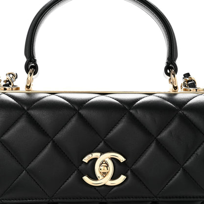 Lambskin Quilted Small Trendy CC Dual Handle Flap Bag Black