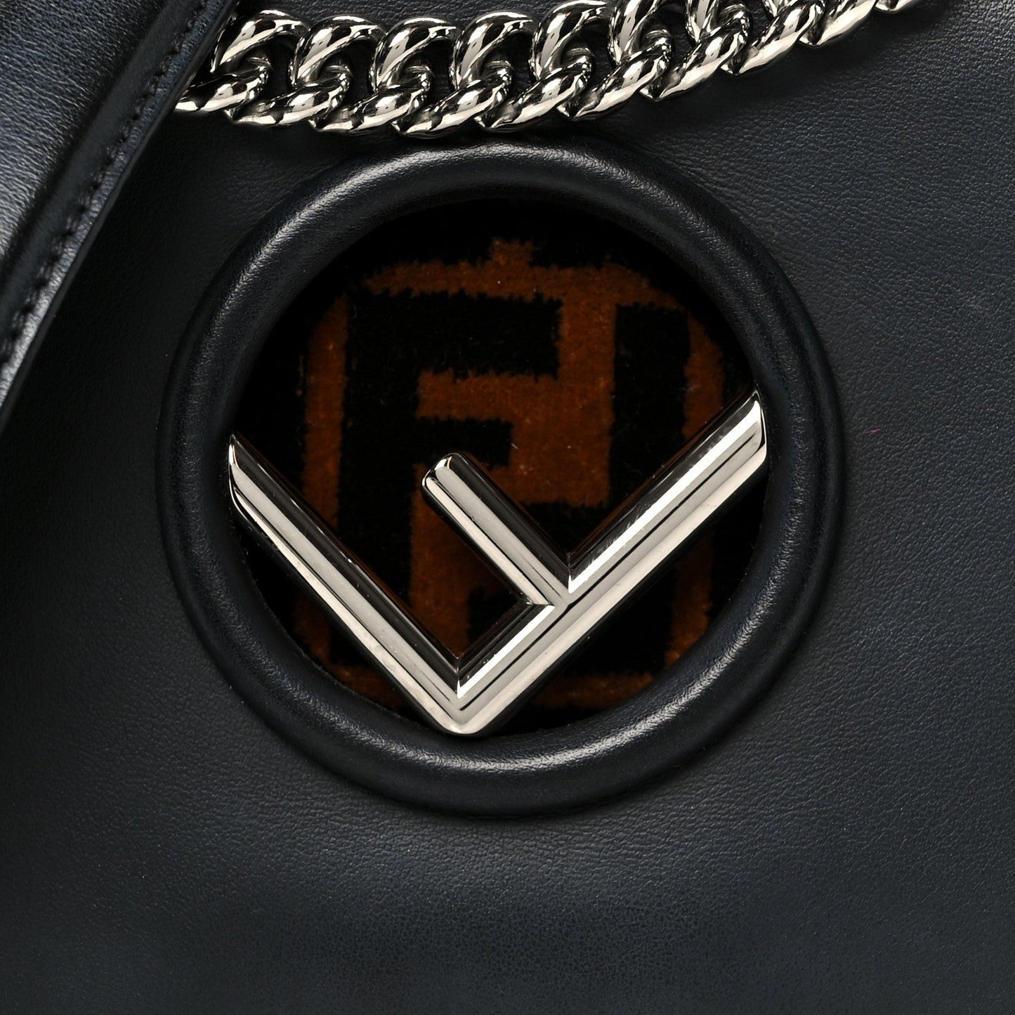 Vitello Century Velvet F is Fendi FF Small Kan I Shoulder Bag Black Tobacco