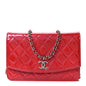 Patent Quilted Brilliant Wallet On Chain WOC Red