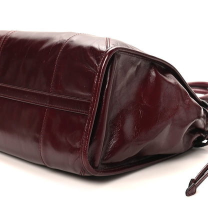 Glossy Calfskin Triangle Large Bonnie Shoulder Bag Bordeaux