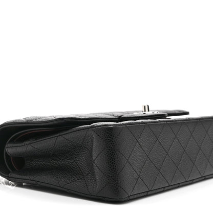Caviar Quilted Medium Double Flap Black