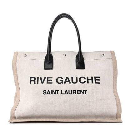 Linen Calfskin Rive Gauche Tote Greggio Natural