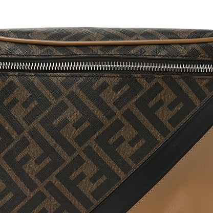 Glazed Fabric Vitello Liberty FF 1974 Diagonal Belt Bag Tobacco Miele Scuro Black