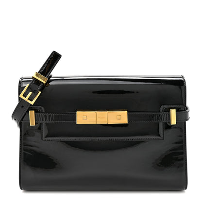 Patent Small Manhattan Shoulder Bag Black