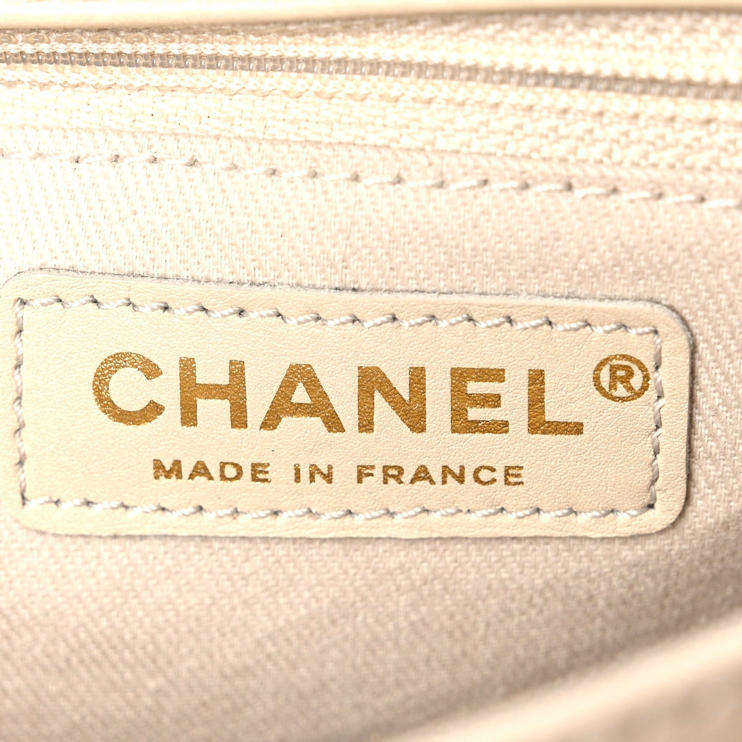 Glazed Calfskin Quilted Medium Bubble CC Flap Beige