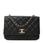 Lambskin Quilted Trendy CC Wallet On Chain WOC Black