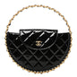 Patent Calfskin Quilted Chain Hoop Bag Black