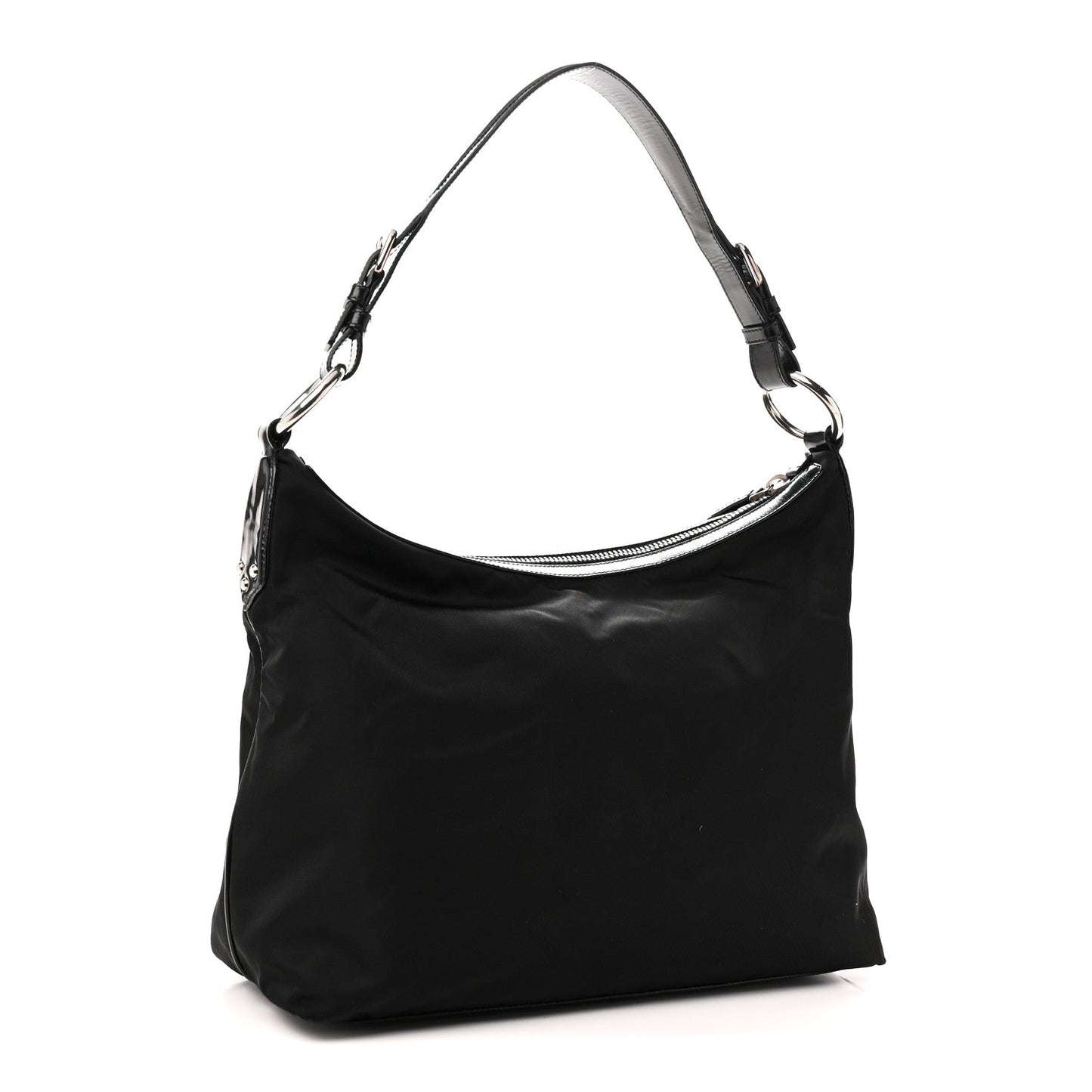 Tessuto Nylon Zip Hobo Black