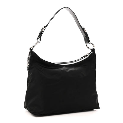 Tessuto Nylon Zip Hobo Black