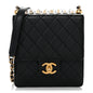 Goatskin Quilted Chic Pearls Flap Black