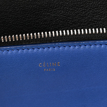 Calfskin Medium Tri-Color Edge Shoulder Bag Blue Multicolor