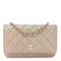 Iridescent Caviar Quilted Wallet on Chain WOC Beige