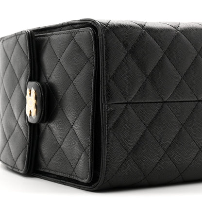 Caviar Quilted Medium Chanel 25 Handbag Black