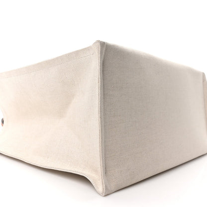 Canvas Calfskin Logo Maxi Tote Bag Beige Light Brown