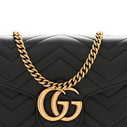 Calfskin Matelasse GG Marmont Chain Wallet Black