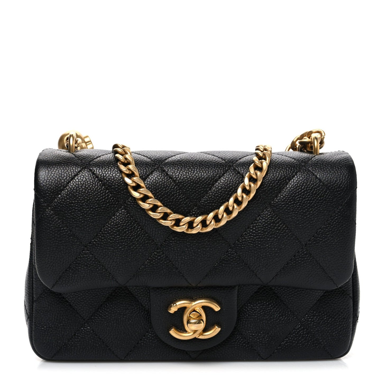 Caviar Quilted Mini Sweetheart Rectangular Flap Black