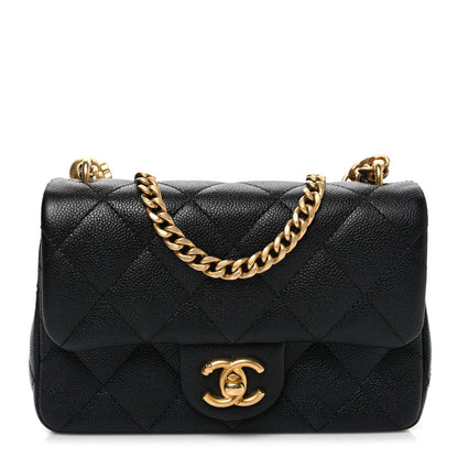 Caviar Quilted Mini Sweetheart Rectangular Flap Black