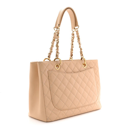 Caviar Quilted Grand Shopping Tote GST Beige Clair