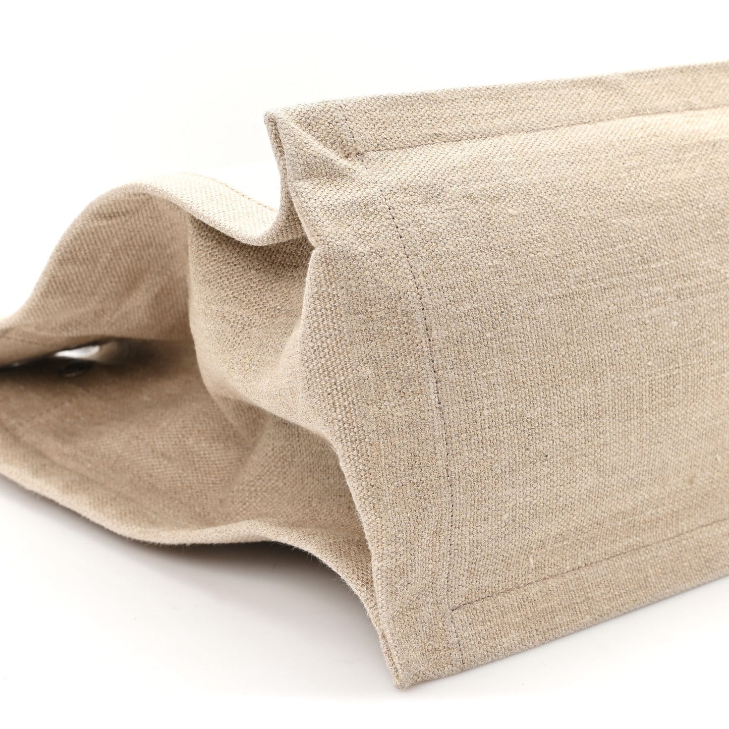 Linen Calfskin Small Rive Gauche Tote Greggio Natural