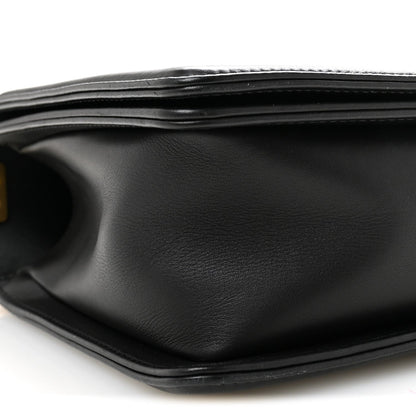 Calfskin Caviar Suede Chevron New Medium Boy Flap Black