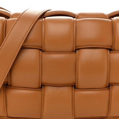 Nappa Maxi Intreccio Padded Cassette Crossbody Bag Caramel