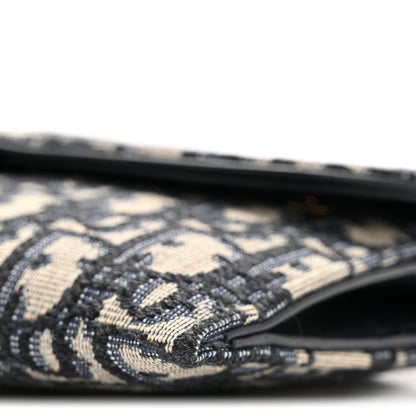 Oblique Saddle Chain Long Wallet Blue