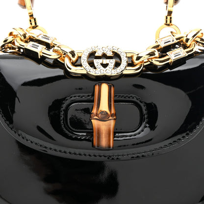 Patent Crystal Mini Bamboo 1947 Top Handle Chain Bag Black
