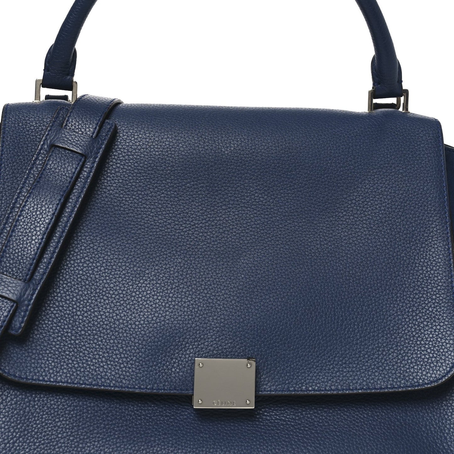 Drummed Calfskin Suede Medium Trapeze Navy Blue